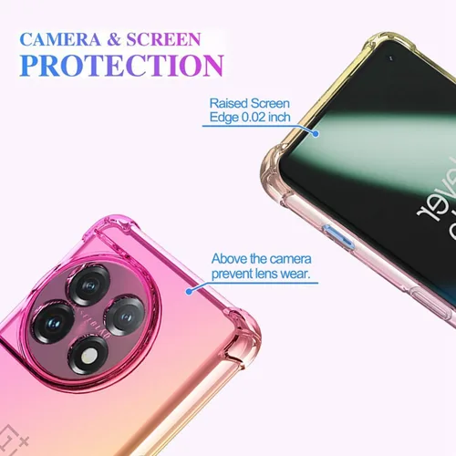 Vista 3 de Funda para OnePlus 11, One Plus 11 5G PHB110, funda transparente para teléfono con degradado, delgada, antiarañazos, flexible, funda protectora a