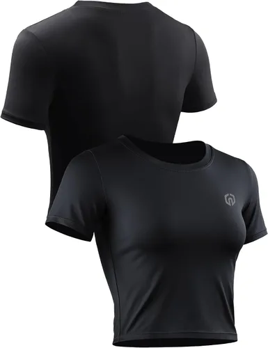 Vista 2 de NELEUS Camiseta corta sin mangas para mujer, ajuste seco, atlética, para correr, paquete de 3