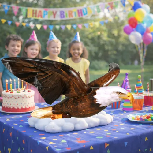 Vista 2 de Jet Creations Águila Calva Inflable con 38 Pulgadas de Envergadura, Marrón Oscuro, Figura Realista de Animal Salvaje, Ave Patriótica, Fiestas
