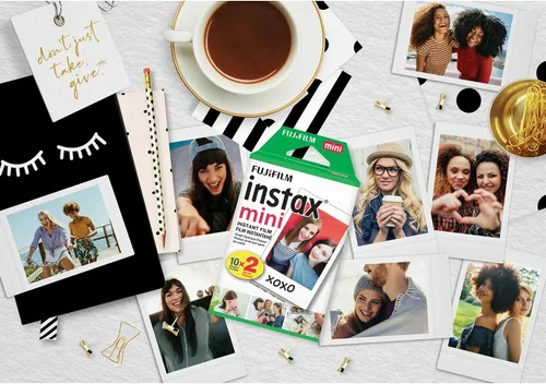 Vista 2 de Fujifilm Mini Película Instantánea (Blanco) para cámaras Fujifilm Mini 8,9,11,12,50s, 25, 7s, 90, 300, Instax Mini Link con paño de microfibra