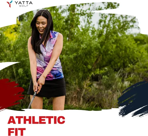 Vista 4 de YATTA GOLF Polo de golf sin mangas para mujer, absorbe la humedad, cuello en V, para golf, entrenamiento, golf
