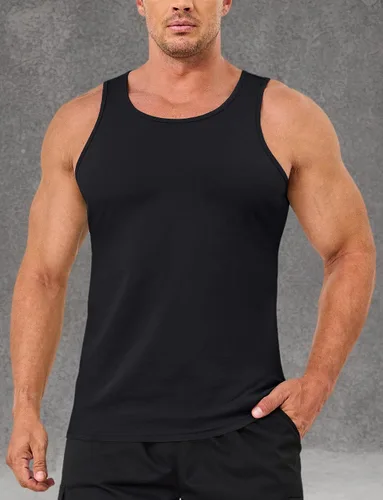 Vista 7 de MAGCOMSEN Mens Workout Tank Tops Muscle Athletic Gym Cotton Undershirt Sleeveless Shirts