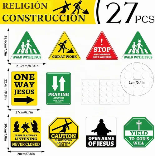Vista 2 de 27 piezas de recortes religiosos de Jesús VBS Construcción Tráfico Señal de tráfico para Jesús, cumpleaños, aula, tablón de anuncios, decoración