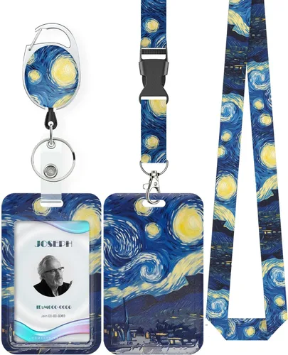 Vista 28 de Uniclife Porta credenciales deslizante floral con carrete retráctil y mosquetón con clip para cordón desmontable, protector de tarjeta vertical