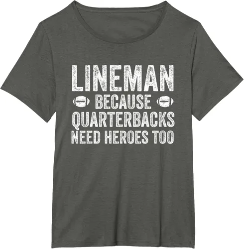 Vista 71 de Lineman Because Quarterbacks Need Heroes Camiseta de fútbol linieros S Negro