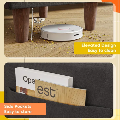 Vista 6 de YESHOMY Sofás para sala de estar, sofá con otomana móvil, sofá pequeño con chaise reversible y bolsillos laterales, sofá en forma de L para espacios