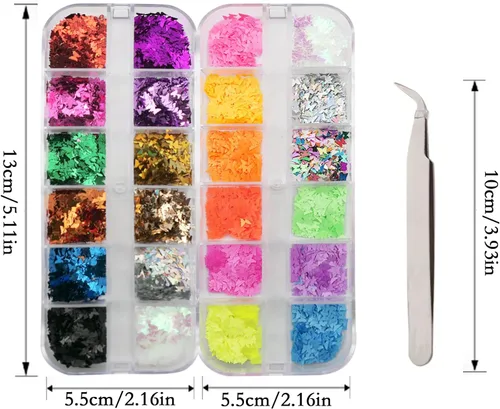 Vista 3 de Diamantes de imitación para manualidades con purpurina gruesa para manualidades y diamantes de imitación para uñas con pinzas, 4 unidades, purpurina
