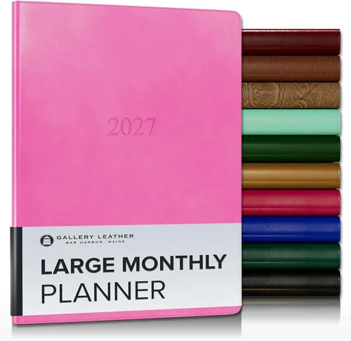 Vista 34 de Gallery Leather Agenda mensual grande 2026-2027 Acadia Navy