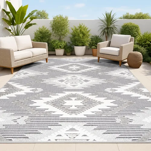 Vista 7 de JONATHAN Y Alfombra de pasillo Kilim Diamante Neutro para interiores y exteriores, 2 x 8 pies, color beige/gris, Sumak pelo alto y bajo para patio