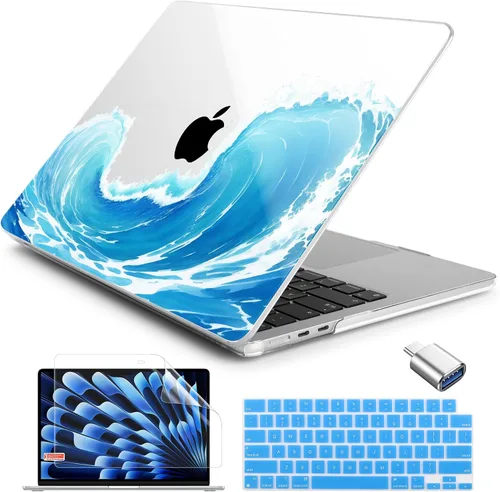 Vista 17 de Batianda AstroGrid - Funda para MacBook Air de 13.6" M2-M5 Chip, Galaxy Líneas abstractas