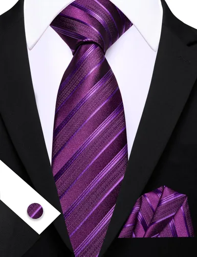 Vista 181 de Barry.Wang Juego de corbatas para hombre, corbata de seda a rayas, tejido a cuadros, gemelos formales, negocios, boda