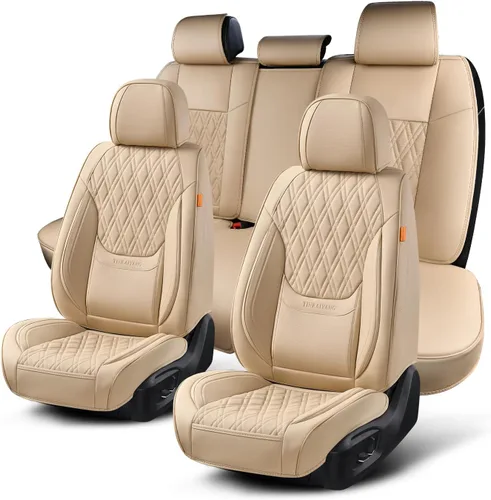 Vista 20 de Fundas de asiento delantero de automóvil, par de fundas de asiento delantero de cuero transpirable con reposacabezas, funda universal de asiento