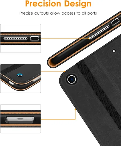Vista 5 de DTTO Funda para iPad de 9ª/8ª/7ª Generación de 10.2 Pulgadas 2021/2020/2019, Funda de Soporte Folio Empresarial de Cuero Premium con Soporte