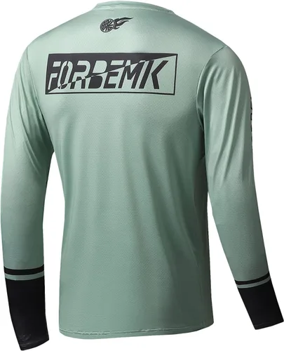 Vista 2 de FORBEMK Camisas de ciclismo para hombre, manga larga, secado rápido y absorbe la humedad, para correr, senderismo, ciclismo, camisetas de manga larga