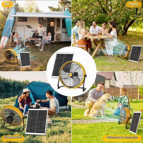 Vista 7 de T-SUNUS Ventilador alimentado por energía solar de 16 pulgadas con panel