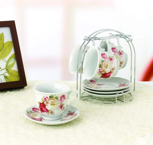 Vista 4 de Lorren Home Trends 230-1234 Tazas y platillos, talla única, rojo