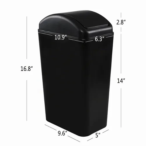 Vista 2 de Cand Bote de basura plástico pequeño de 14 L/3.2 galones, cubos de basura Negro