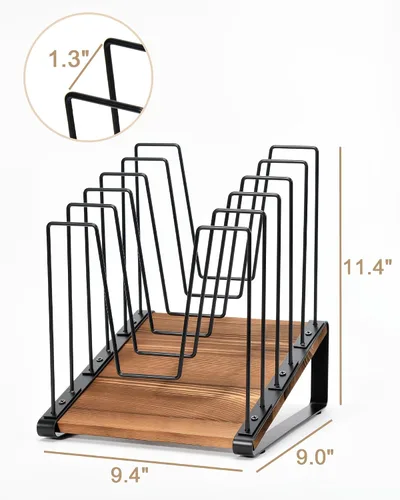 Vista 3 de HULISEN Organizador de archivos de escritorio inclinado, soporte vertical para carpetas de archivos de 5 secciones, estante clasificador de archivos