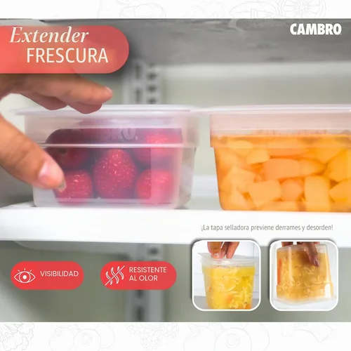 Vista 4 de Cambro - Recipientes de almacenamiento de alimentos con tapas, translúcidos (seguros para microondas y sin BPA), contenedor de almacenamiento