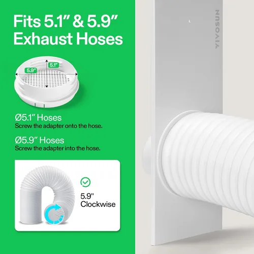 Vista 6 de VIVOSUN Kit de ventilación portátil de puerta corrediza de CA, longitud ajustable de 16.9"/21.2"-88.6", se adapta a mangueras de escape de 5.1