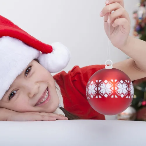 Vista 7 de Angoily Tapas de adorno de Navidad, 100 piezas de repuesto para adornos de Navidad, accesorios de bolas para colgar creativamente con soporte