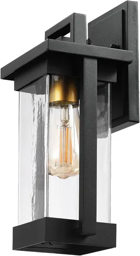 Vista 13 de Globe Electric 60000165 candelabro de pared para exteriores con 1 luz, color negro mate, con pantalla de vidrio esmerilado