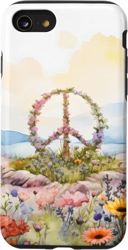 Vista 18 de Floral Peace Sign Watercolor Case for iPhone 17