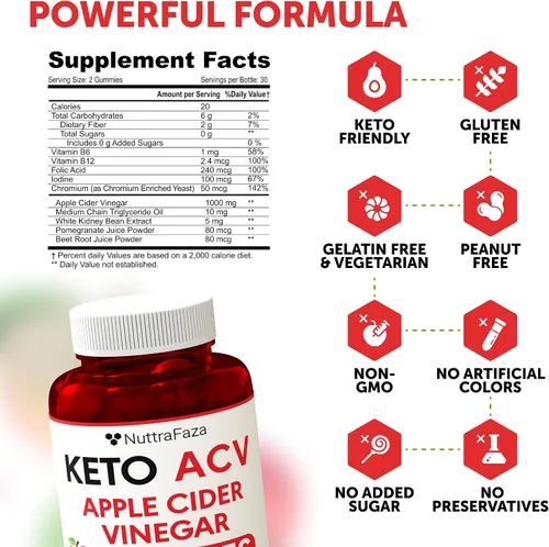 Vista 6 de Suplemento Keto ACV Gummies - Gomitas de vinagre de sidra de manzana keto