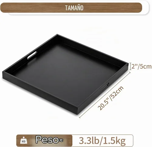 Vista 3 de Hanobe - Bandeja decorativa otomana con asas recortadas, 20 pulgadas