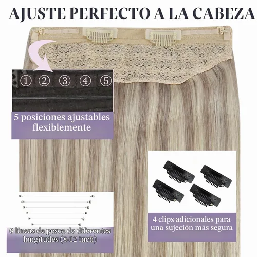 Vista 4 de Full Shine - Extensiones invisibles de cabello con alambre de 12 pulgadas