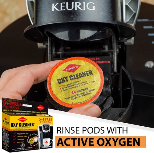 Vista 3 de Cápsulas de limpieza compatibles con K-Cup 2.0 Keurig, quitamanchas, biodegradables, no tóxicas, 6 tazas por paquete.