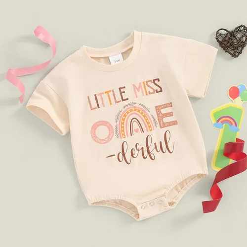 Vista 6 de CREAIRY Mameluco de manga larga para bebé niña Little Miss Onederful Bubble Enterizo de 1er cumpleaños, ropa de otoño