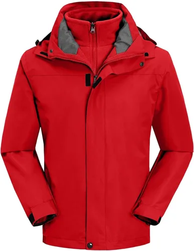 Vista 10 de Chaqueta de esquí 3 en 1 para hombre, impermeable, abrigo de nieve de invierno, resistente al viento, con capucha con forro polar cálido