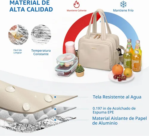 Vista 4 de Bolsas de almuerzo reutilizables con aislamiento para mujer