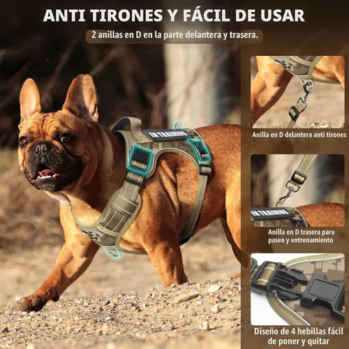 Vista 2 de Juego de chaleco táctico y correa para perros con 10 parches, camuflaje, talla S Adjustable No Pull Service Dog Harness for Small Sized Dog with
