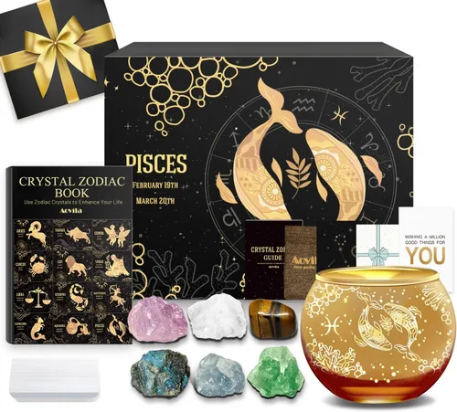 Vista 14 de Conjunto de regalo de cristales de Acuario, signos del zodiaco, piedras de nacimiento de cristales curativos con caja de horóscopo, cristales