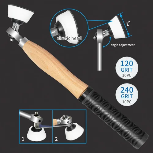 Vista 5 de Juego de herramientas de torneado de madera de carburo de tamaño completo con mango de goma 6pcs Lathe Chisel Set Include Swan Neck Hollowing
