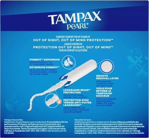 Vista 10 de Tampax Tampones de perlas para mujer, con trenza LeakGuard, absorción regular, sin perfume, 36