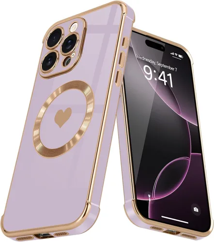 Vista 31 de Funda magnética para iPhone 13, para mujeres y niñas, chapado de lujo, lindo corazón de amor, cubierta trasera suave, protección completa de lente