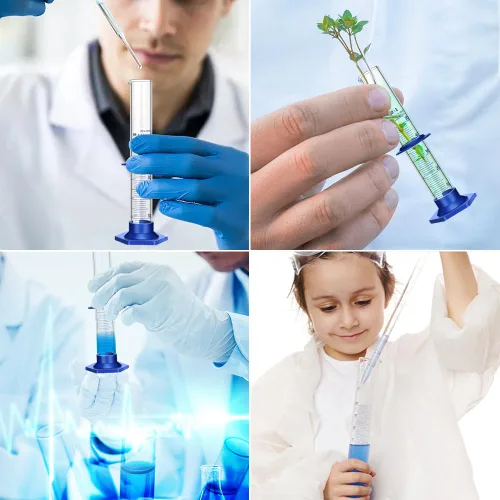 Vista 6 de 10 piezas de cilindro graduado, cilindro de medición, cilindros de laboratorio de vidrio grueso, cilindro graduado de vidrio, cilindro de medición