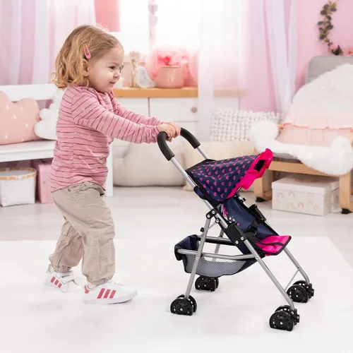 Vista 6 de Bayer - Cochecito de muñeca para muñecas de 18 pulgadas, plegable con diseño de unicornio Features a sturdy aluminum frame, smooth swivel wheels
