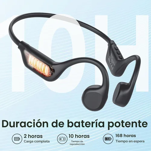 Vista 6 de LOBKIN Auriculares de Conducción Ósea Bluetooth 5.4 - Auriculares de Oreja Abierta Inalámbricos con Micrófono, IPX5 Impermeable, Auriculares Negro