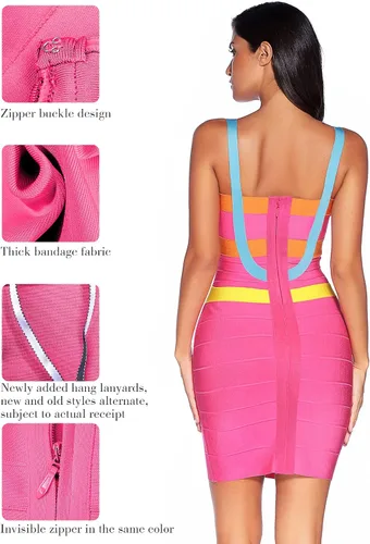 Vista 2 de Meilun - Vestido ajustado con tirantes de fiesta estilo celebridad, vestido tipo lápiz para mujer