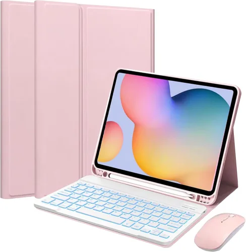 Vista 12 de Funda de teclado desmontable con mouse para Samsung Galaxy Tab S6 Lite de 10.4 pulgadas 2020/2022/2024, funda magnética de teclado