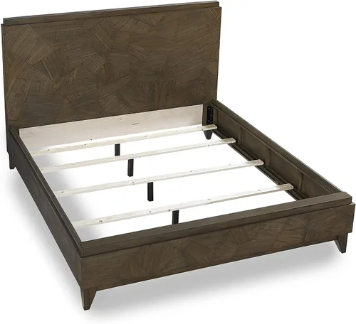Vista 3 de Modus Furniture Cama con paneles de madera maciza, Queen, Broderick - Marrón avena silvestre