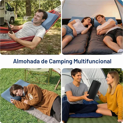 Vista 5 de Almohadas de camping para dormir, almohada de viaje de espuma viscoelástica de 2 alturas, almohada de viaje pequeña para camping, senderismo