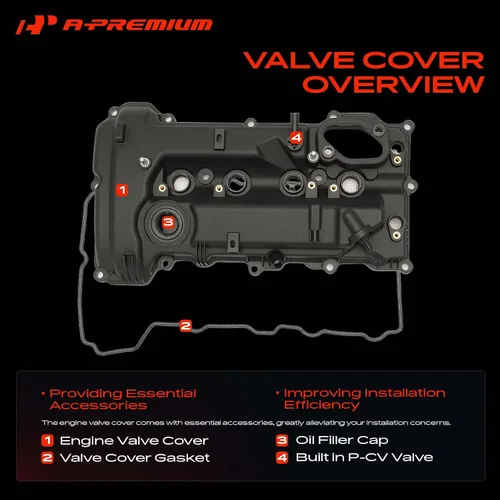 Vista 6 de A-Premium Cubierta de válvula de motor L4 2.0L compatible con Hyundai Elantra 2014-2016, Elantra Coupe 2014, Elantra GT 2014-2020, Tucson 2014-2020