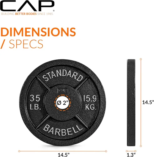 Vista 4 de CAP Barbell Placa de peso olímpica de 2 pulgadas Múltiples opciones