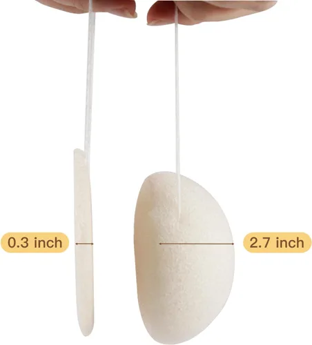 Vista 4 de Konjac - Juego de esponjas faciales orgánicas exfoliantes, exfoliantes faciales suaves diarios, cuidado de la piel, esponja limpiadora corporal