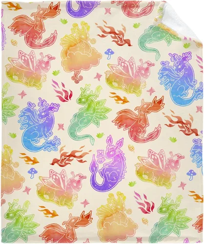 Vista 5 de Manta colorida de dragón, regalos para mujeres, niñas y amantes de los dragones, decoración para cama, sofá, sofá y sala de estar, 30 x 40 pulgadas